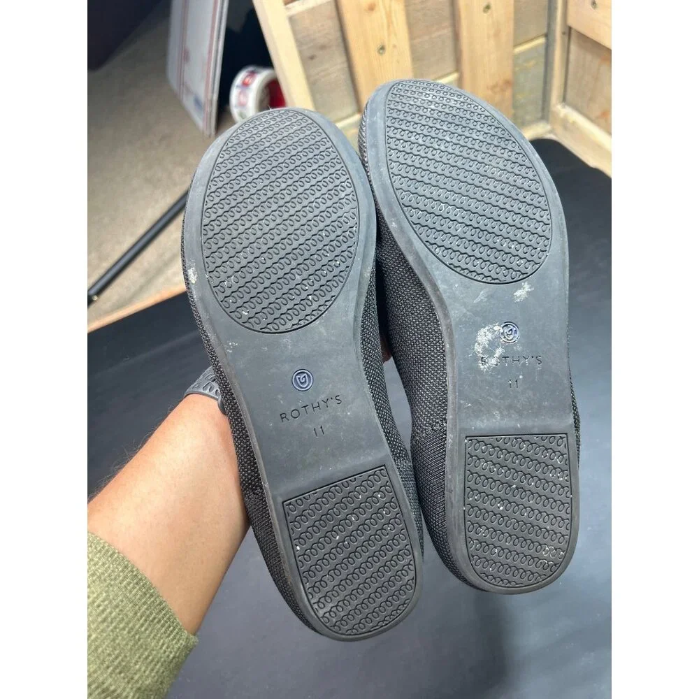 Rothy's Black Flats with Blue Lining
